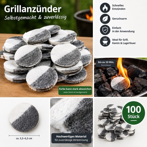 100x grillanzünder mit wachs - 100x,